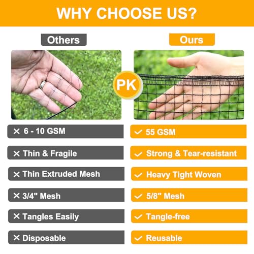 Deer Fence Netting, 55gsm Plastic Temporary Mesh Fencing, 7x50ft | Heavy Duty Black Garden Netting for Bird Deer Dog Chicken Critter, Poultry Snow Fencing, Safety Fence, Reinforced Edge - size: 7 x 50 Feet