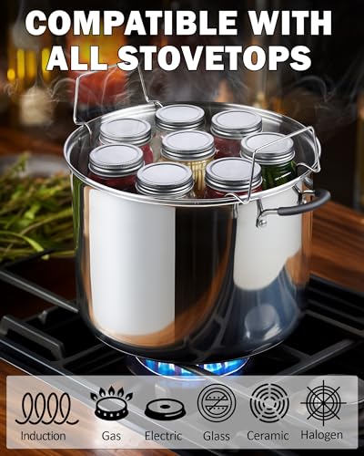 Cook N Home Stainless Steel Water Bath Canning Pot with rack and Lid, | 20 Quart Large Pots Steam Canner - Home Canning Pot for Preserving, Pickling & Jams, All Stovetops Compatible - size: 20 Quarts