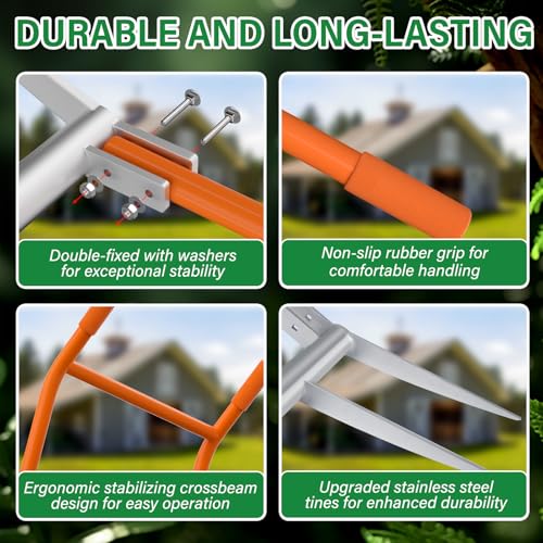 Broadfork 5-Tine Broad Fork for Gardening Ergonomic U-Shaped Design | Heavy Duty Broadfork Tool for Gardening Cultivating Farm Garden Digging Crushing Aerate Soil (Patent Pending)