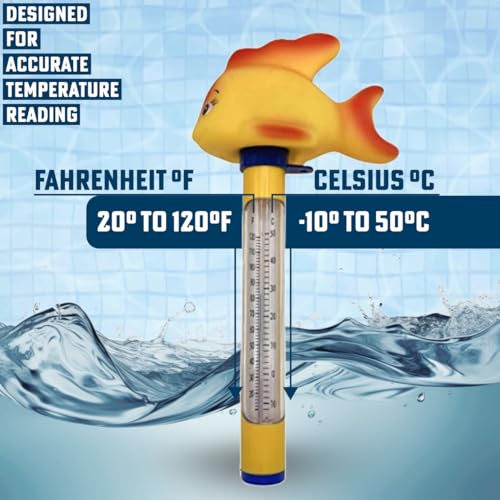 Floating Goldfish Thermometer - Pools, Spas, Hottubs, & Aquariums | Floating Goldfish Thermometer for Pools, Spas, Hottubs, & Aquariums - Shatter Resistant - color: Goldfish