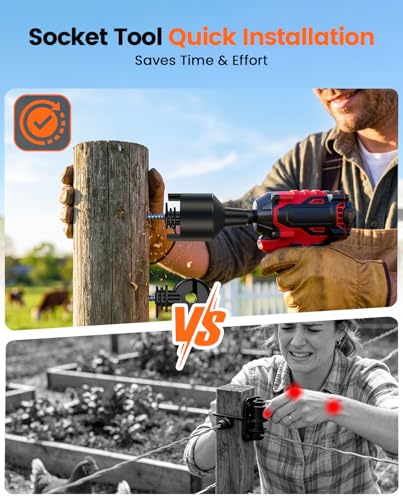 Electric Fence Polywire Kit, 200m/656FT with 50 Insulators & Tool | 6 Stainless Steel Conductors, Weather-Resistant Materials, Fast Fence Setup for Farms, Pastures & Gardens - size: 656ft/200m