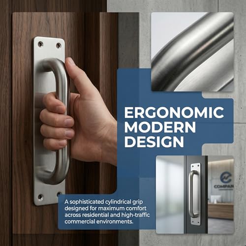Commercial Stainless Steel Door Pull Handles, 8x1.8 Inch Slim/Small Plate for Sliding Barn, Front, Back, Restaurant Doors (1)