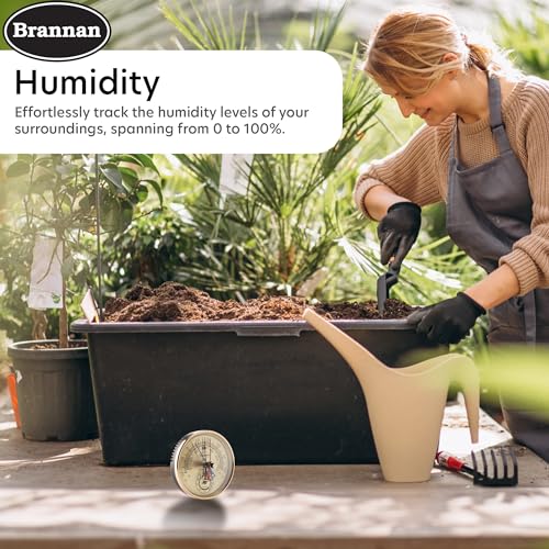 Brannan Max Min Thermometer and Hygrometer - Ideal Greenhouse Thermometer and Humidity Meter to Monitor Maximum and Minimum Temperatures and Humidity Easily Wall Mounted