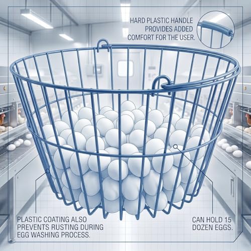 FarmTek Large Plastic-Coated Egg Basket – 15-Dozen Capacity | Gentle Protection for Fresh Eggs, Rust-Resistant Design, Professional Farm Collection Carrier