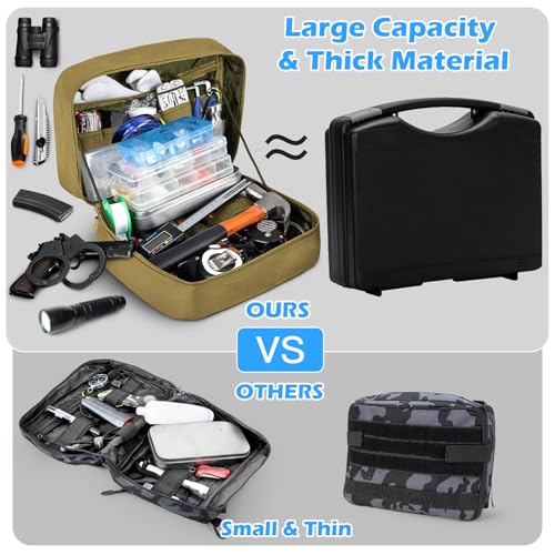 Jueachy Tactical Molle Pouch Large Admin Bag Utility Tool Pouches Molle Attachment EDC Pouches Expandable Molle Accessories Organizer Medical Pocket U.S.A Patch Included - color: Tan