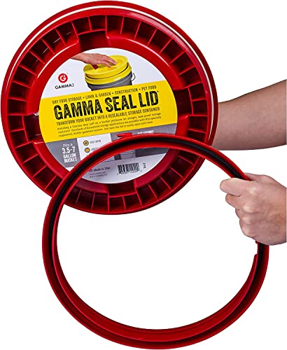 GAMMA2 Gamma Seal Lid - Pet Food Storage Container Lids - Fits 3.5, 5, 6, & 7 Gallon Buckets, Red, Made in USA - color: Red, size: Fits 3.5, 5, 6, & 7 Gallon Buckets