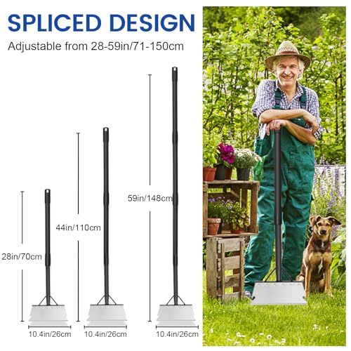 Garden Cleaning Shovel, Floor Scraper with 59 Inch Long Handle, Heavy Duty Snow Scraper Ice Scraper, Garden Flat Shovel for Lawn Edging Weeding Digging Snow Removal and Ice Scraping