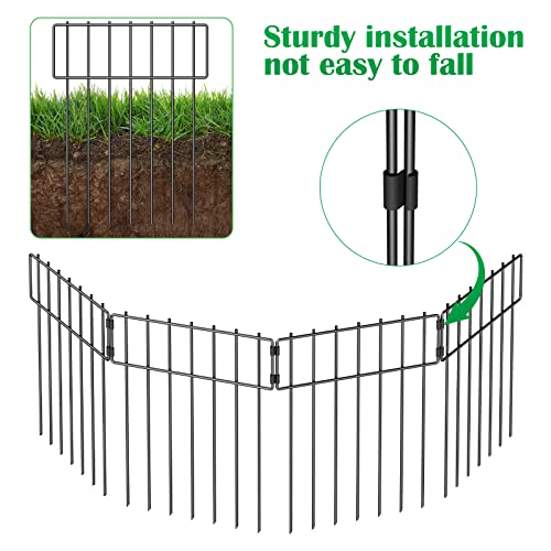 10 Pack Animal Barrier Fence No Dig,Metal Garden Fence Panels for Dog,Black | 17 In(H) X 10 Ft(L), Fence Gap Blocker, Hard and Rustproof, Easy to Install - size: 10 Pack