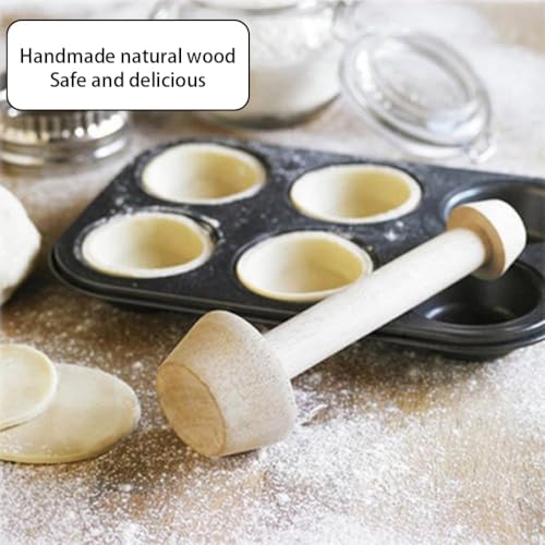Wooden Tart Tamper Set Double-Side Egg Tarts Tamper Pastry Tools with Brush, DIY Cake Pastry Tool for Mini Egg Tart Cheesecakes Dessert Baking