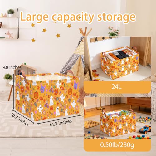 NTAO Gift Storage Basket Empty for Halloween, Storage Bin with Handles, Room Decor, Book Box(Cartoon Halloween) - color: Cartoon Halloween