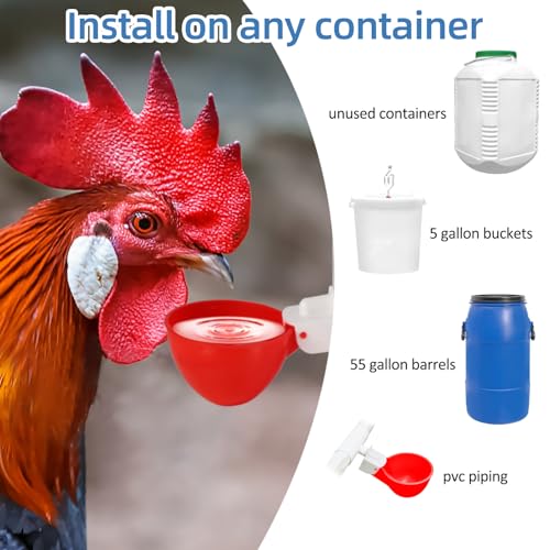 10Pack Large Chicken Waterer Cups, DIY Auto Poultry Water Feeder | Chicken Water Feeder Suitable for Chicks, Duck, Goose,Cat and Turkey , Easy Install with 3/8" Drill Bit