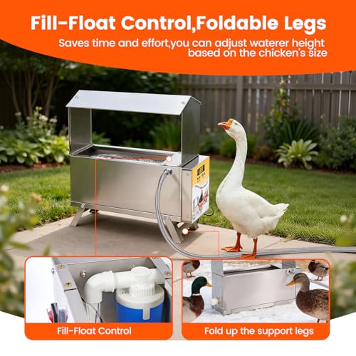 Chicken Waterer Heater for Winter 5L with Adjustable Leg Thermostat Control | Automatic Chicken Water Heated Freeze-Proof Poultry Water Heater Chciken Coop Accessories for Chicken Goose Duck