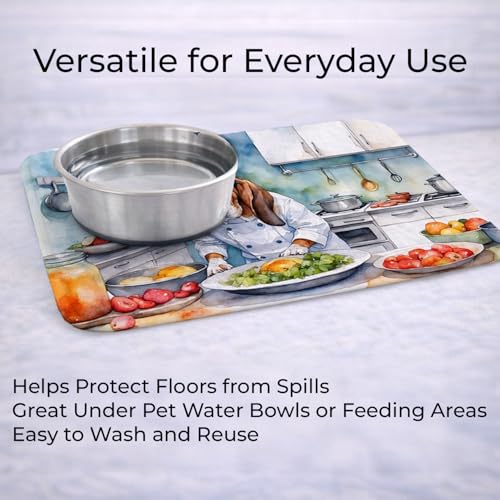 Caroline's Treasures Basset Hound The Chef Memory Foam Kitchen Mat Machine Washable Anti-Fatigue Mat Cushion Comfort Bath Mat or Kitchen Rug - color: Basset Hound 6196