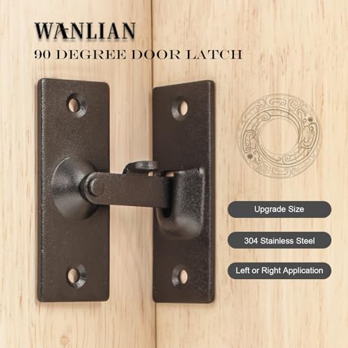 WANLIAN MINI Size Pocket Door Lock, 90 Degree Sliding Door Lock | Quick-Access Locking for Privacy in Bathroom, Toilet, RVs & Small Spaces, Left Or Right Application, 304# Stainless Steel - color: Black, size: Small