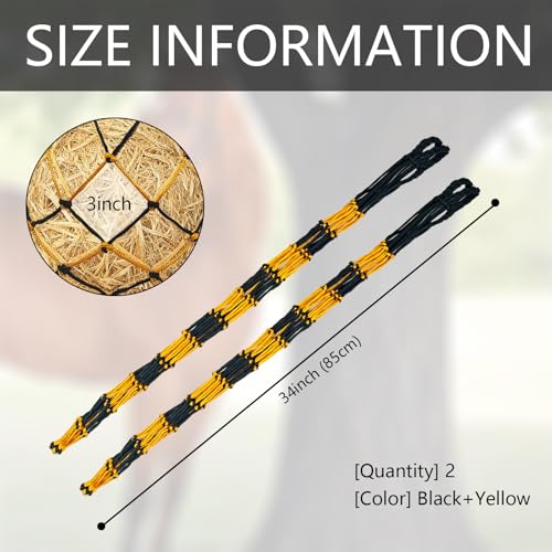 2 Pcs Slow Feed Hay Net for Horses, 34 Inch Hay Bags, Black | ﻿ For Horses/Sheep/Goat, Regulate Feeding Hanging Hay Nets for Horses Stable,Trailer,Stall Paddock (Black) - size: Black