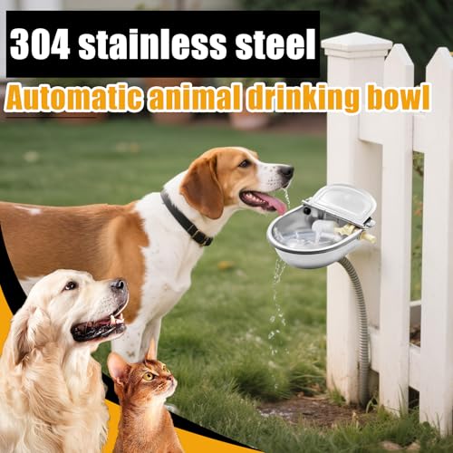 Automatic Animal Drinking Water Bowl with Float Valve and Drainage Hole 304 Stainless Steel Feeder Trough Dispenser Waterer Livestock Water Trough Suitable for Pet Dog Horse Cattle Goat Sheep（Dia 9in） - style: 2.5L-1pc