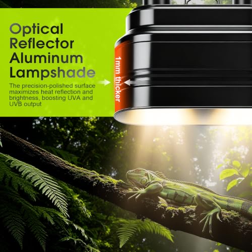 MECESOR Reptile Light Fixture with Switches, Dual Reptile Heat Lamp Fixture UVB & Basking Bulb Holder for Glass Terrarium Habitat - Double Dome Reptile Lamp for Bearded Dragons, Lizards& Snakes - size: Dual Lamp Housing with Dual Remote Control Switch