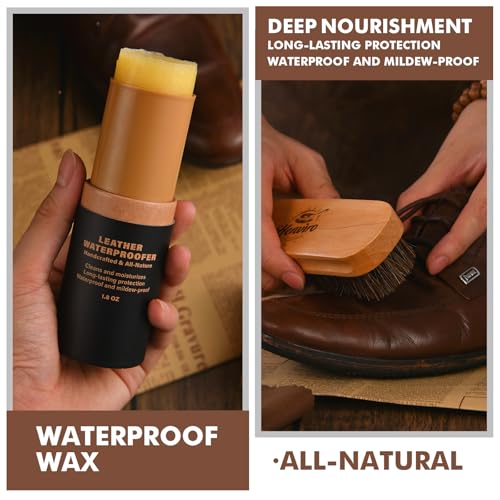 CUTEUP Leather Boot Care Kit – Mink Oil, Saddle Soap, Waterproofing Wax, Shoe Brush, Leather Cleaner and Conditioner Kit
