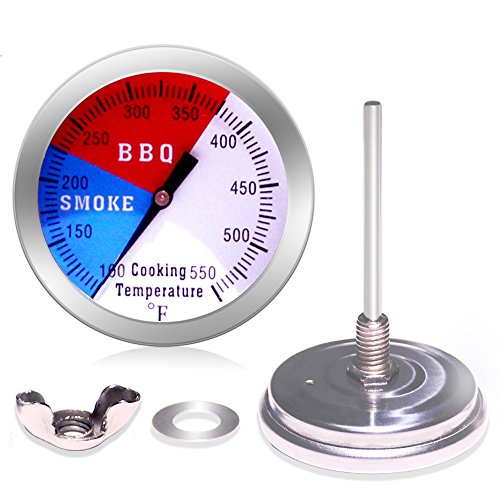 BBQ Thermometer Gauge - Charcoal Grill Pit Smoker Temp Gauge Grill Thermometer with Fahrenheit and Heat Indicator (2 Pack) - color: 2 Pack