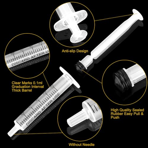 24 Pack 2.5ml Plastic Syringe with Cap, Sterile Syringe Individually Sealed for Labs, Measuring Liquids, Feed Pets, Oil or Glue Applicator - style: B 2.5ml