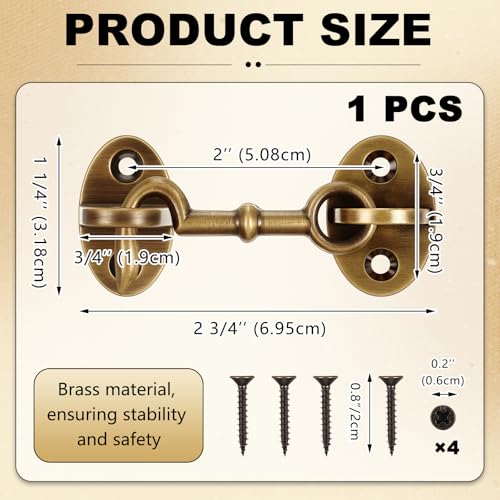 1 Piece 2.75 Inch Brass Hook and Eye Latch Gate Door Latch, Bronze | Cabin Hook Lock Door Lock Hardware Best for Window, Sliding, Shed, Fence, Gate, Cabinet, Bathroom, Closet - color: Bronze, size: 2.75 Inch