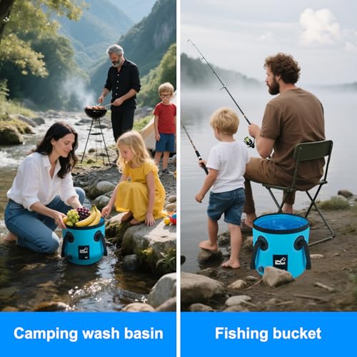 Car Wash Bucket with Drain Valve, 5 Gallon Collapsible Bucket for Cleaning, Portable Ice Buckets Laundry Wash Basin for Fishing Beach Gardening Soaking Feet RV Essentials Outdoor Camping Supplies - color: Blue, size: 20L