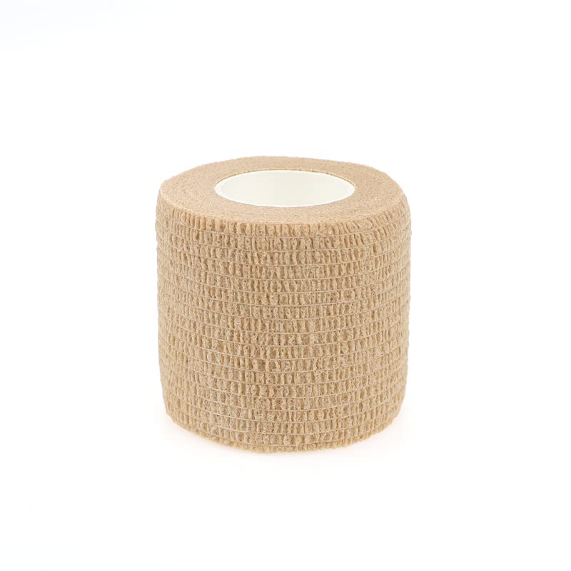 Self Adhesive Bandage Wrap Animal Cohesive Bandage Self Adherent Wrap First Aid Tape for Dogs Cats Horses Birds & Wrist Healing Ankle Sprain (2 Inch Beige 12 Rolls) - color: 2 Inch Beige 12 Rolls