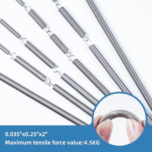 6pcs Extension Springs,0.035"x0.25"x2" 304 Stainless Steel | Extension Springs with hook ends 2inch - size: 0.035"x0.25"x2"