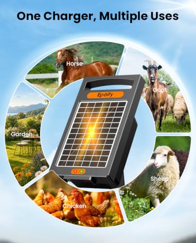 Solar Fence Charger, 0.32J, 20-Mile Coverage for Gardens, Deer | Dual solar and AC power keeps your fence running in changing weather and remote locations