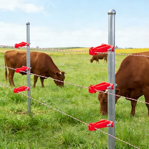 Tube Post Insulator, Electric Fence T Post Insulators for Electric Fence Wire for Chain Link Square or Round Tubing (Red-100P) - color: Red, size: 100 Pack