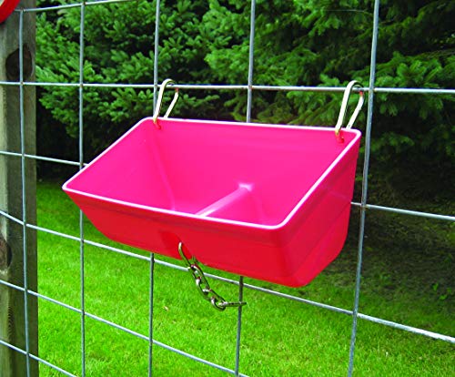 Little Giant® Plastic Fence Feeder | Clip on Feeder for Pigs, Goats, Sheep, Livestock | Mountable Feed Bucket | 9 Quarts | Red - color: Red, size: 9 Quarts