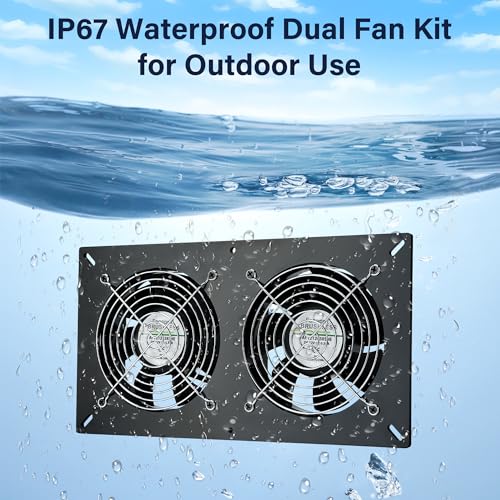Fanspex Solar 2 Fan Kit Waterproofed for Chicken Coop, Greenhouse & Shed | High Velocity Solar Powered Fans for Outdoor Intake or Exhaust Air - size: 2 Fan Kit