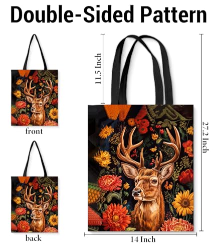 Vintage Botanical Animal Canvas Tote Bag for Women, Aesthetic Floral Animal Reusable Shoulder Bag for Shopping - color: 31