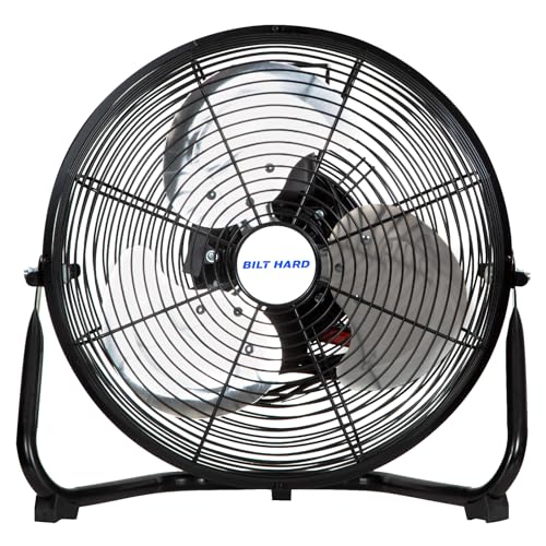 BILT HARD 12" 3-Speed High Velocity Heavy Duty Metal Floor Fan, 1680 CFM, 180-Degree Tilt, Powerful Airflow Fan for Home, Bedroom, Residential Use
