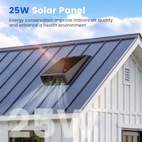 25W Solar Fan for Chicken Coop 430CFM Solar Exhaust Fan | IP67 Waterproof Solar Panel-No Wiring Required, Easy Install Greenhouse Fan for Shed, Attic,Barn, Dog House - size: 25W Solar Fan
