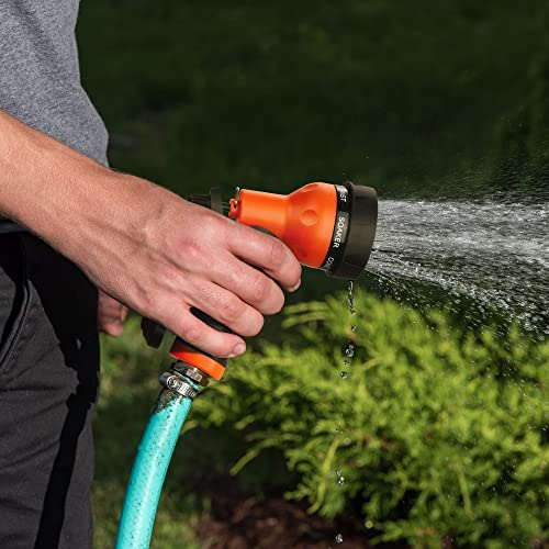 AUTOMAN-Garden-Hose-Nozzle,ABS Water Spray Nozzle with Heavy Duty 7 Adjustable Watering Patterns,Slip Resistant for Watering Plants,Lawn& Garden,Washing Cars,Cleaning,Showering Pets - Orange - color: Orange