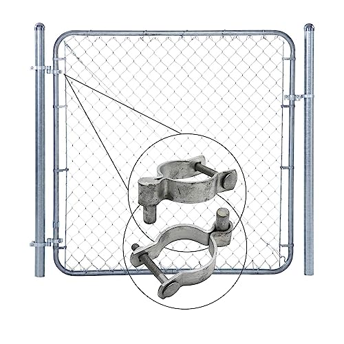 4pcs Chain Link Fence Gate Post Hinge for Outside Diameter Post/Pipe, Galvanized Chain Link Post Gate Hinge, Nut/Bolt Included (2-3/8 Inch)