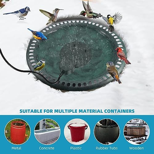 250W De-Icer Birdbath Heater with Black Teflon Coating, Integral Cast Aluminum Trough Heater for Livestock,Poultry, Birds, and Wildlife, Winter Use for Chicken Water Heater,9.84FT Cord