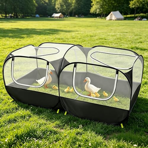 Small Animals Playpen, Portable Chicken Run Coop Large Chick Brooder Pet Cage Tent with Zipper Doors, Breathable Mesh Walls, Foldable Pet Enclosure for Cat Puppy Kitten Rabbits Indoor Outdoor