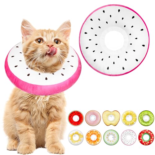 Cat Cone Collar Soft, Cat Recovery Cone (Dragonfruit, S) | Stop Licking, Cute Kitten Donut Collar After Surgery, Elizabethan Collars for Kittens, Lightweight Cats Neck Cones - color: Dragonfruit, size: Small