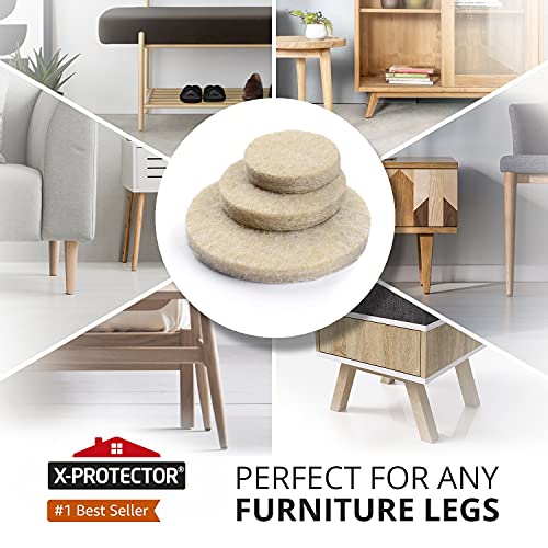 Felt Furniture Pads X-PROTECTOR 181 PCS Premium Furniture Pads - Felt Pads Furniture Feet Best Wood Floor Protectors - Protect Your Hardwood & Laminate Flooring! (Pack of 2) - size: 181 PCS Beige, Round & Square (Pack of 2)
