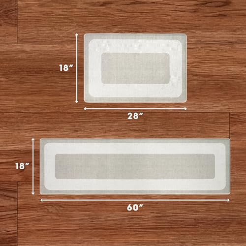 Chef Gear Hettie Anti Fatigue Cushioned 2pc Set Kitchen Mat 18"x60" & 18"x28" Beige - color: Beige, size: 60"L x 18"W x 0.3"Th