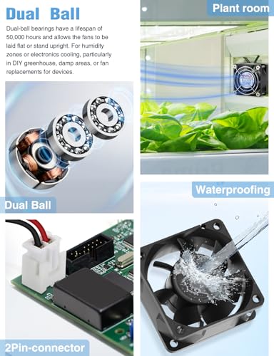 Wathai IP68 60mm x 25mm DC 12V Waterproof Cooling Fan 12 Volt Dual Ball | High Speed DIY for Amplifier, RV Refrigerator, PSU, Electronic Components Equipment Ventilation - style: IP68 60mm