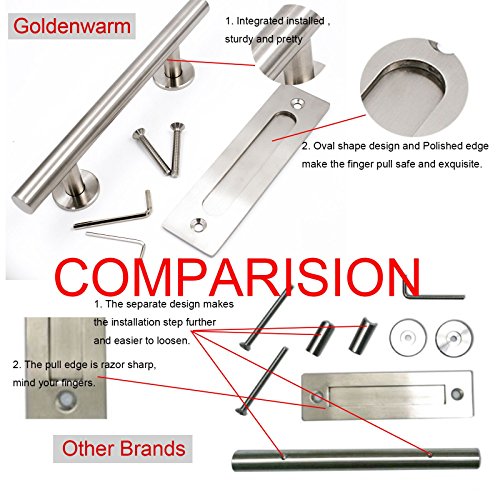 Goldenwarm 12 in Sliding Barn Door Handle and Flush Pull Set-7 Inch Hole Centers Brushed Nickel Heavy Duty Hardware Stainless Steel, 2 Pack