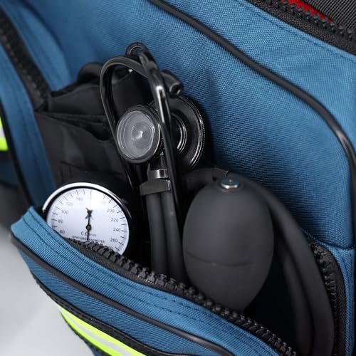 Lightning X Fully Stocked X-Tuff Modular Oxygen Trauma Bag w/Removable Organizer Pouches for EMS/EMT + First Responder - Blue - color: Blue