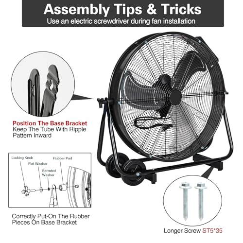 BILT HARD 24" 8100 CFM High Velocity Drum Fan, 3 Speeds Heavy Duty Tilt Metal Floor Shop Fan, Commercial Industrial Use for Garage, Factory, Warehouse, Black - size: 24 INCH