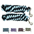 Majestic Ally Pack of 2 Solid Cotton Lead Rope for Horses & Livestock – 10 Foot Long and 5/8 inch Thick - Replaceable Heavy-Duty Satin Bolt Snap – Handmade – Soft, Broken in Feel (Sky Blue - Black) - color: Sky Blue - Black
