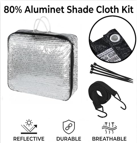 10x15 FT 80% Aluminet Shade Cloth, Reflective Tarp, Heat Blocking Mesh | Reflective tarp mesh blocks heat and UV rays while allowing airflow for cooler cars, greenhouses, patios, and outdoor spaces - size: 10x15 FT