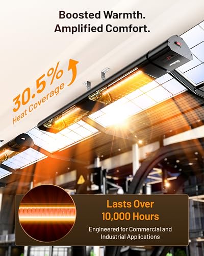DR. INFRARED HEATER DR-239 3000W Indoor & Outdoor Infrared Patio Heater, Wall or Ceiling Mount, IP55 Weatherproof, Commercial or Residential, 220V-240V Electric Heater with Remote & Mounting Kit - size: 41.2 Inches