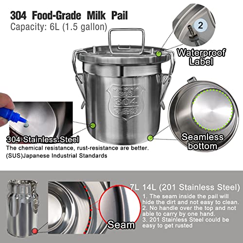 6L Goat Milking Machine with Pressure Gauge (Pro Model) and Cow Teat Cup (Tube Included)